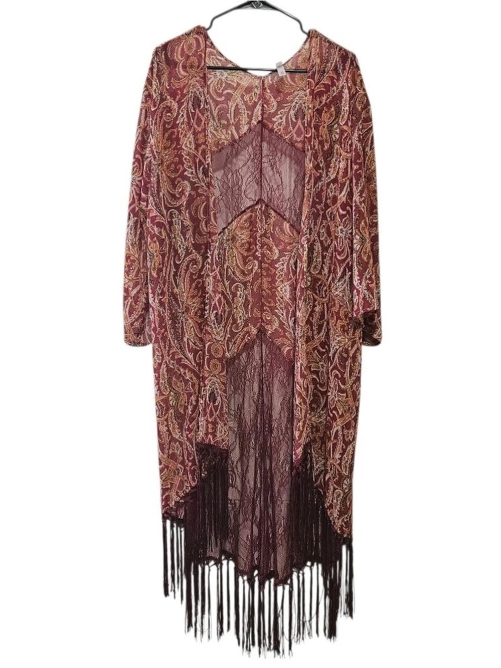 Xhilaration Floor-Length Paisley Kimono Cardigan